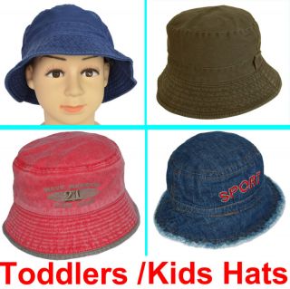 1 Kid Child Boy Toddler Bucket Cotton Sun Wide Brim Hat Cap