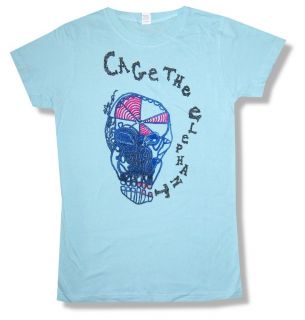 Cage The Elephant "Color Skull" Light Blue Baby Doll T Shirt New Jrs Small