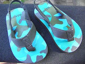 Old Navy Toddler Boy Sandals Flip Flops Shoes Brown Blue Green Size 4