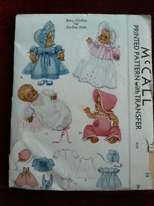 McCall Printed Pattern No 713 Baby Clothes for DY Dee Dolls Vintage