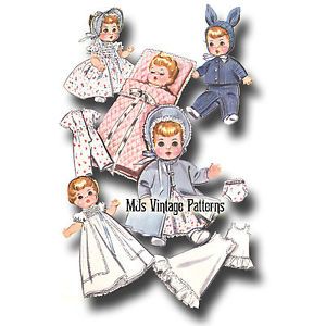 Vtg 1950s Baby Doll Clothes Pattern 15" 16" 17" Tiny Tears Betsy Wetsy DY Dee