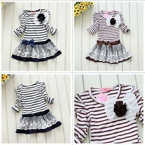 Baby Girls Top Kid Lace Princess Long Sleeve Floral Tutu Dress 3 11Y Clothes