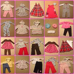 Lot 20 Baby Toddler Girls Outfits Jeans Pants Shirts Dress Size 12 18 Months Bow