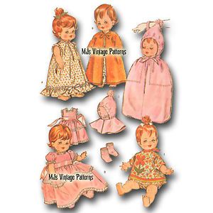 Vtg 60s Baby Doll Clothes Pattern 14" 15" Pebbles DY Dee Thumbelina Tiny Chatty
