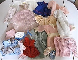 Vtg Lot 17 Assorted 40s 50s Baby Doll Clothes Dresses Pink Gown Tulle Silk Knit