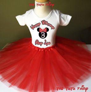 1st First Birthday Minnie Mouse Set Outfit Tutu Shirt T Shirt Girl Baby Toddler