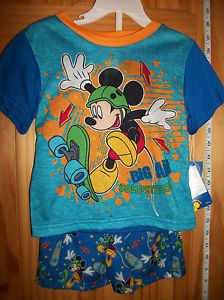 New Mickey Mouse Toddler Clothes 3T Disney Baby Sleepwear PJ Skateboard Pajama