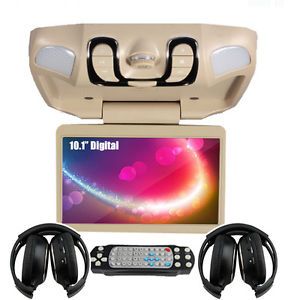 Tan Beige HD 10 1"LCD Car Overhead Monitor Car DVD Player FM IR Headphones Games