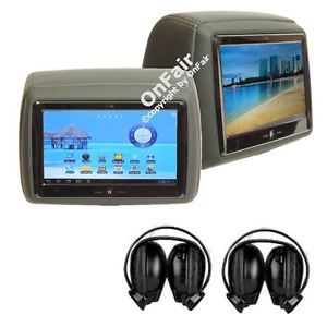 2X Envy Android 9" Tablet Car Headrest Video Touch Screen Monitor Autotain Grey