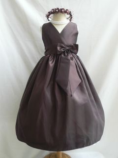 Chocolate Brown Wedding Party Flower Girl Dress 1 14