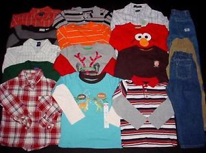 Used Baby Toddler Boy 4T Fall Winter Clothes Tops Long Sleeve Shirt Lot