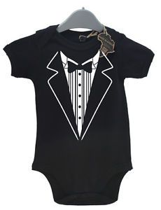 Tuxedo Funny Baby Grow Babysuit Vest Boy Girl Tshirt Babies Clothing Suit
