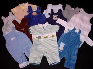 Used Baby Boy 0 3 Months Fall Winter Warm Overall Jumper Clothes Lot Over All