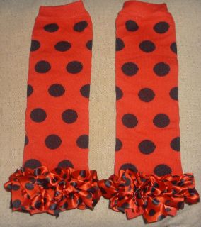 Red Black Minnie Mouse Ruffle Leg Warmers Socks Leggings Toddler Baby Legs Girl
