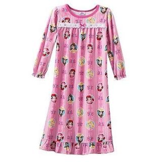 Disney Princess Girls Toddler Flannel Ruffled Nightgown Dress 2T 3T 4T New