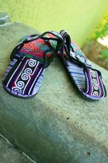 Womens Handmade Fabric Flip Flops Thong Sandals Shoes Strappy sz 8 39 (B167)