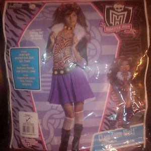 Monster High Clawdeen Wolf Costume Size 4 6 Small with Wig