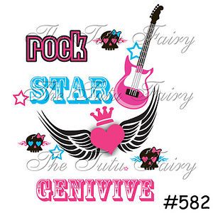 Rock N Roll Guitar Girl Star Birthday Toddler Baby Name Personalized Shirt Tee