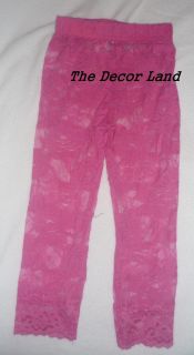 Boutique Hot Pink Baby Toddler Girls Stretch Lace Leggings Dance Photo Props