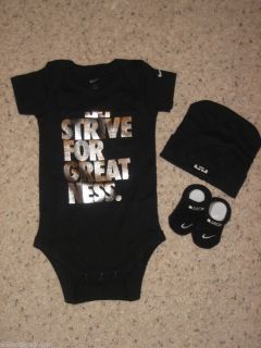 Nike Jordan Jumpman Infant Baby Boys 3 PC Bodysuit Hat Booties Set Black