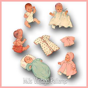 Vintage Baby Doll Clothes Pattern 11" 12" DY Dee Tiny Tears Betsy Wetsy