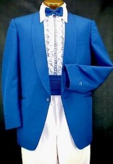Vintage Miami Vice Royal Blue Mens Tuxedo Jacket or 4pc Tux Retro Many Sizes