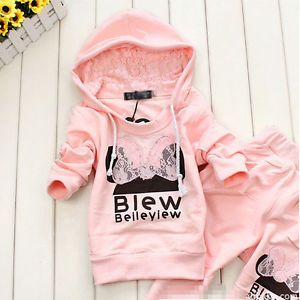 Kids Cotton Sports Wear Baby Clothing Outfit Girls Sport Hoodies B 3 4yr NL07