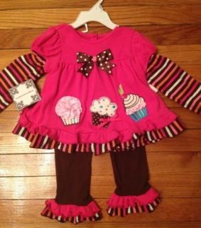 New Baby Girl 1st 1 First Birthday Top Shirt Pant Outfit Set 12 Month Cupcake
