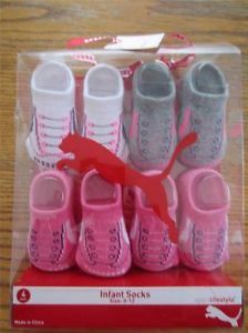 Puma Baby Girl Infant 4 Pairs Crib Socks Bootie Shoes Clothes Sz 0 12mo