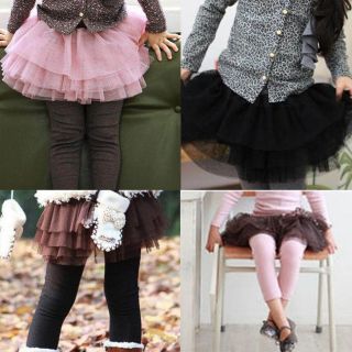 New Kids Toddlers Girls Tutu Tulle Skirt Cotton Leggings Pants Sz 3 8Y