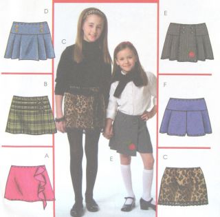 Childs Girls A Line Skirt Skorts Sewing Pattern Front Drape Pleats Yoke 4911