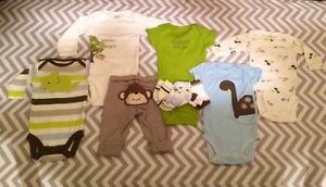 Newborn Baby Boy Clothes Lot Carters Onesies Outfits Shirts Pants Socks