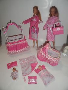 Barbie Happy Family Crib Stroller Baby's Items Clothes No Dolls