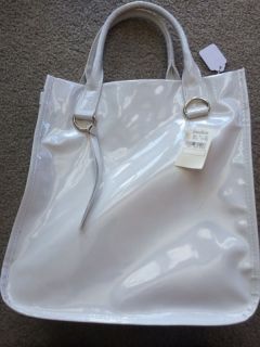  White Vinyl Wipe Clean Tote Bag Purse Beach Bag Pures
