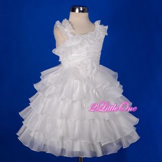 Organza Tiered Dress Wedding Flower Girl Pageant Party Ivory Toddler Sz 3 4T 239