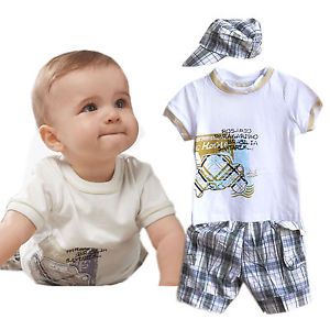 3pcs Kid Boy Clothes Toddler Baby T Shirt Top Hat Pant Shorts Outfit Set 0 3Y
