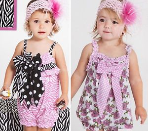 1pc Baby Girl Romper Bodysuit Jumpsuit One Piece Outfit Clothes Bow Zebra Flower