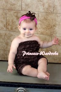 Xmas Newborn Baby Brown Girl Child Petti One Piece Lace Ruffles Romper NB 3Year