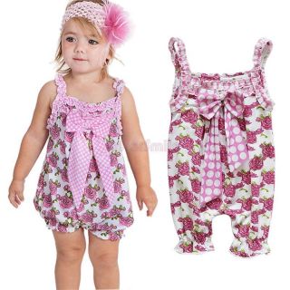 1pc Cotton Baby Girl Infant Bowknot Romper Outfit Clothes Playsuit Bodysuit