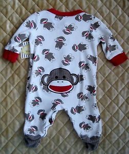 Baby Boy Super Cute Sock Monkey Outfit 0 3 Mths