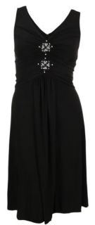 Ruched Jersey Dress with Beading Black 16W