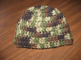 Newborn Baby Boy Crocheted Camo Beanie Hat Camouflage Great Photography Prop