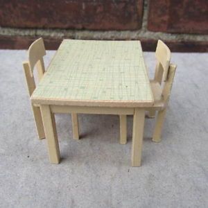 3 Piece Doll House Furniture Table 2 Chairs Wood