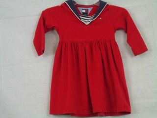 Tommy Hilfiger Toddler Girls 4T Sailor Dress Red White Blue Long Sleeve Cute
