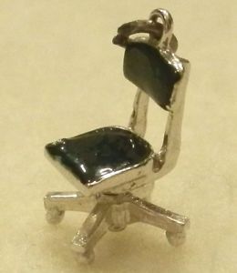 Vtg Old Sterling Silver Enamel Moving Spinning Office Chair Bracelet Charm