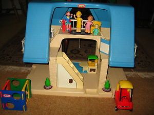 Vintage Little Tikes Blue Roof Doll House Many EXTRAS Cozy Coupe Easel Chairs