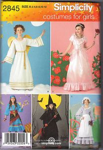 Sewing Pattern Child Girl Cape Dress Costume 5 Designs 3 Sizes Simplicity 2845