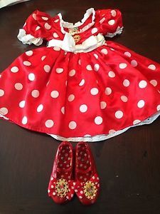 Toddler Girl  Minnie Mouse Costume Dress Size 2 3 and Shoes Size 7 8