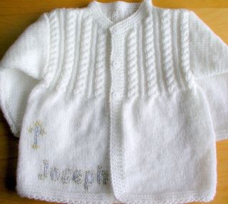 Personalised Gift Any Name Hand Knitted Baby Girl Boy Cardigan Coat Christening