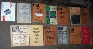 Lot of Vintage Heavy Equipment Manuals Parts Books Caterpillar John Deere Case